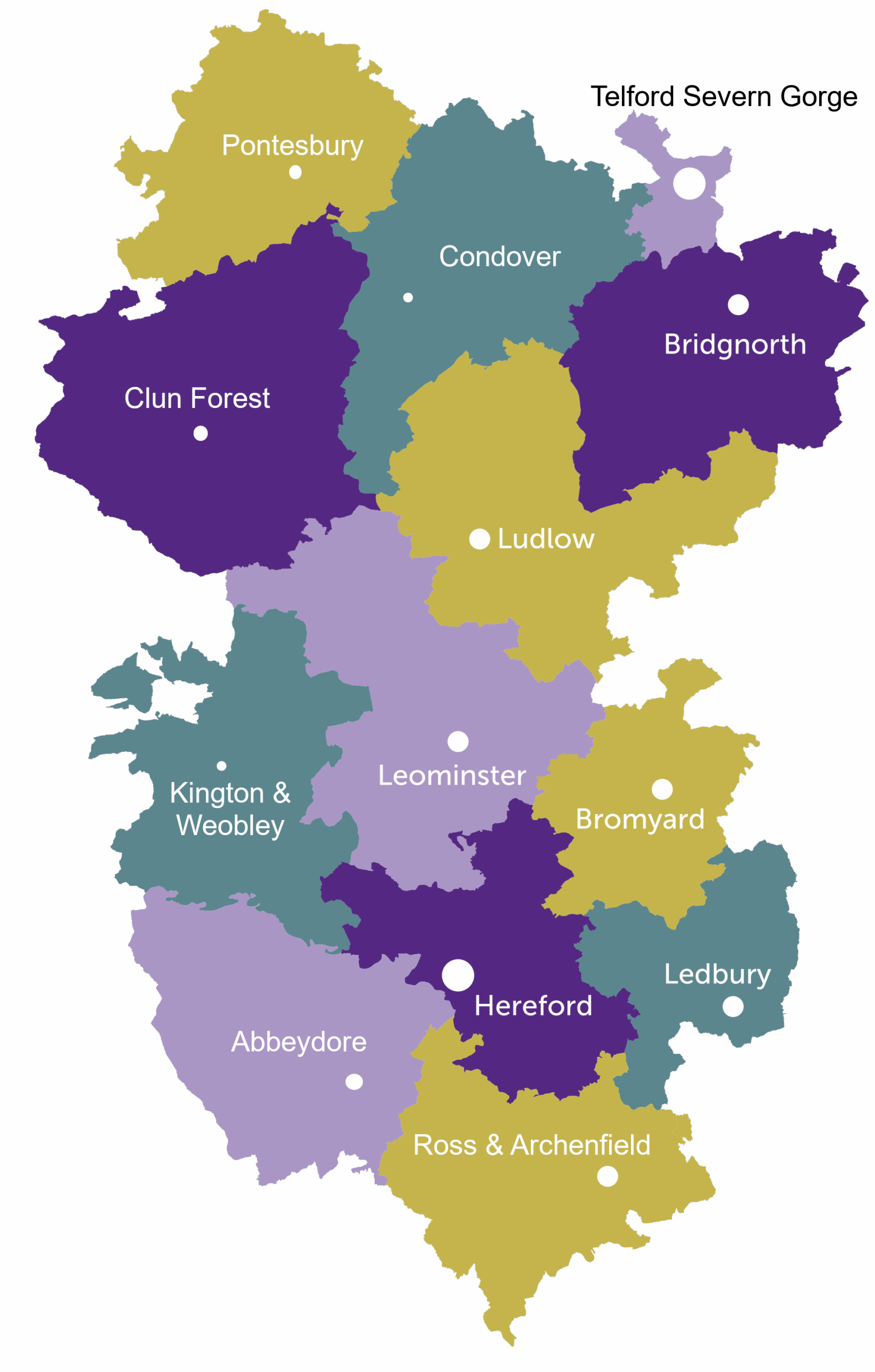 Hereford Diocese Deanary Mini map of hereford diocese